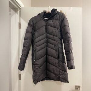 Black womens Marmot coat (Medium)